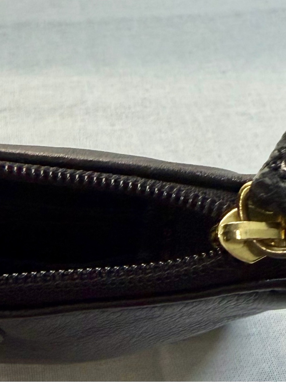 Coach Black Leather Wristlet Clutch with Gold Logo - Picture 10 of 11